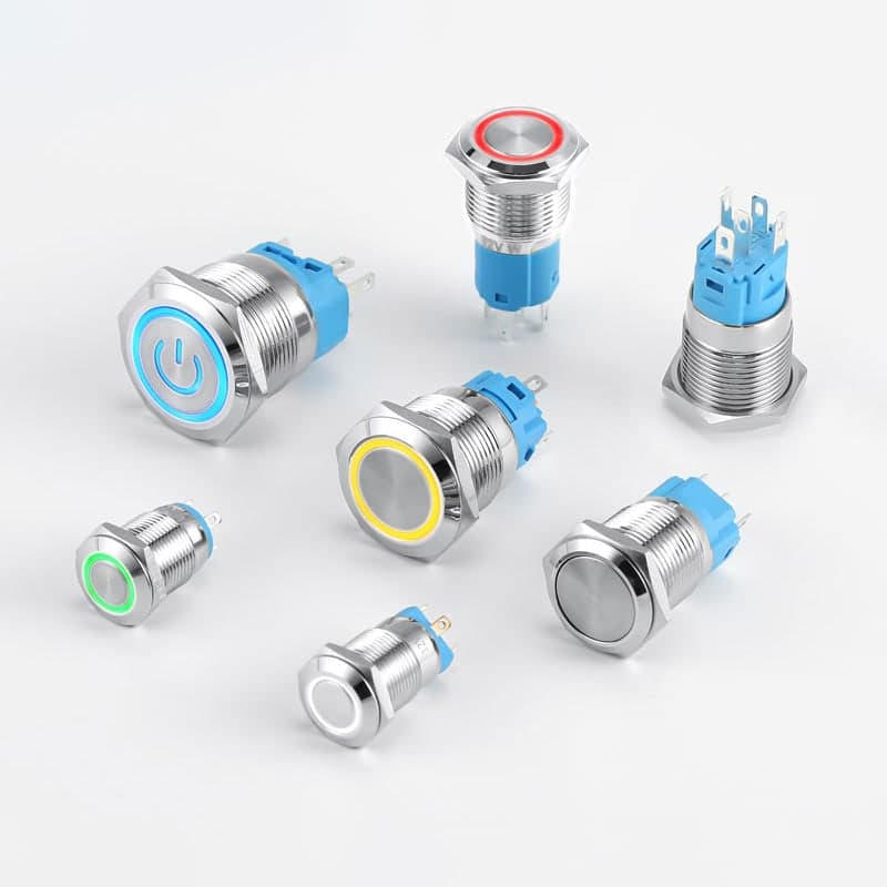 Illuminated Metal Push-Button Power Switch — LED Ring · IP65 · 16/19/22 mm - view 2